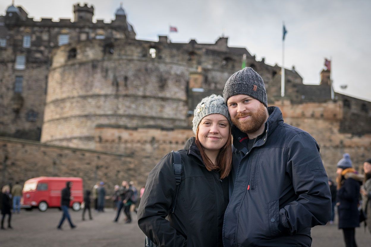 Ju and I in front of Edinburgh castle