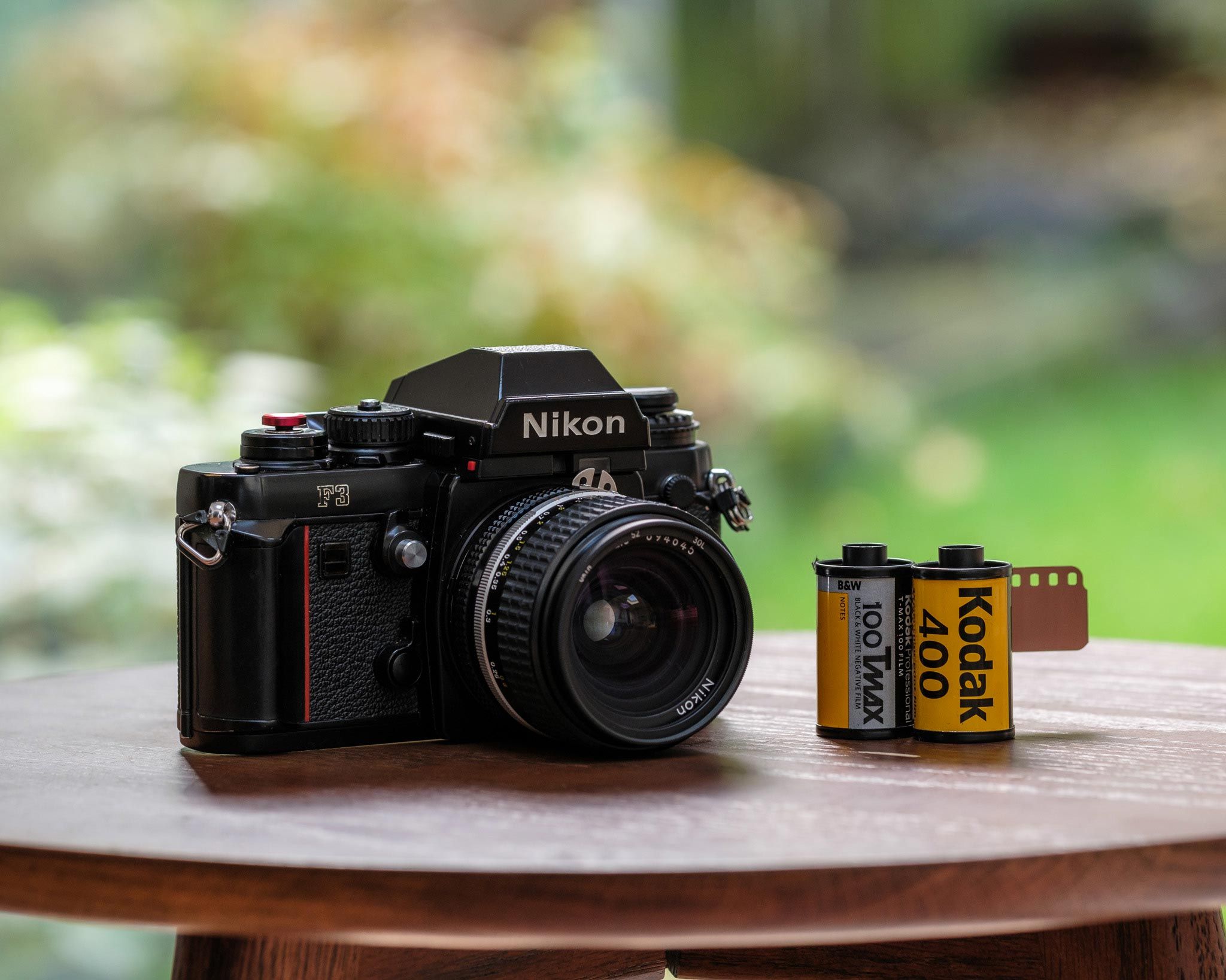 Front view of Nikon F3 with 2 rolls of film