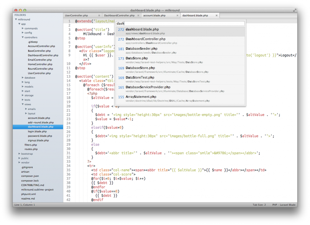 Sublime Text goto anything menu