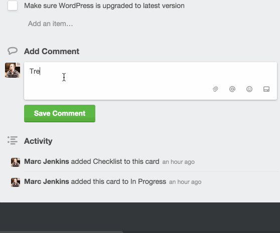 An example of Trello text formatting
