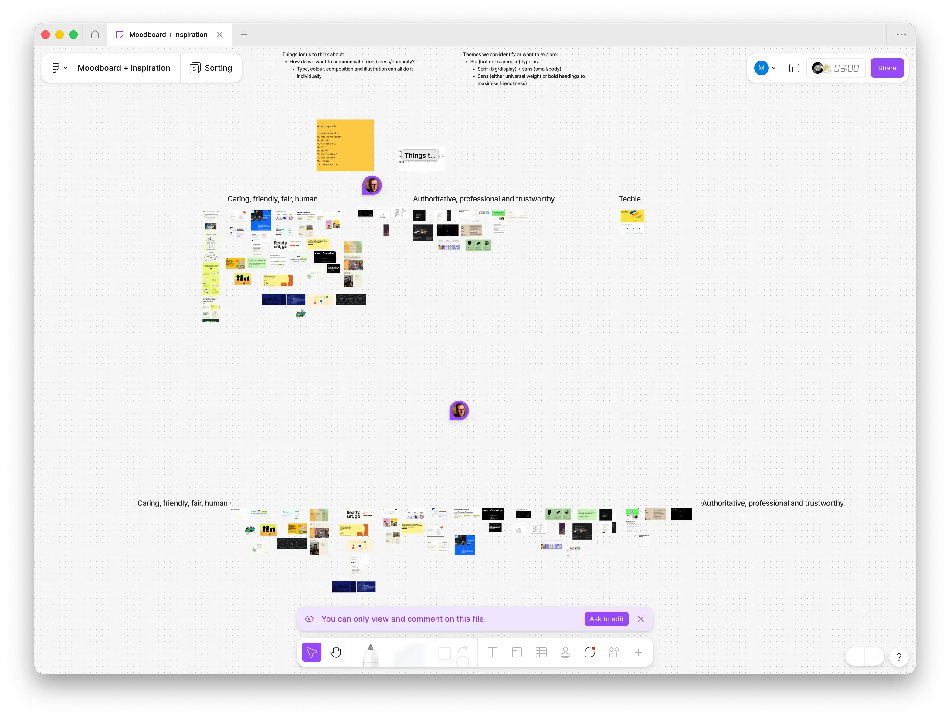 FigJam with a load of website screenshots