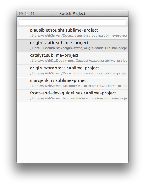 Sublime Text Switch Project Menu