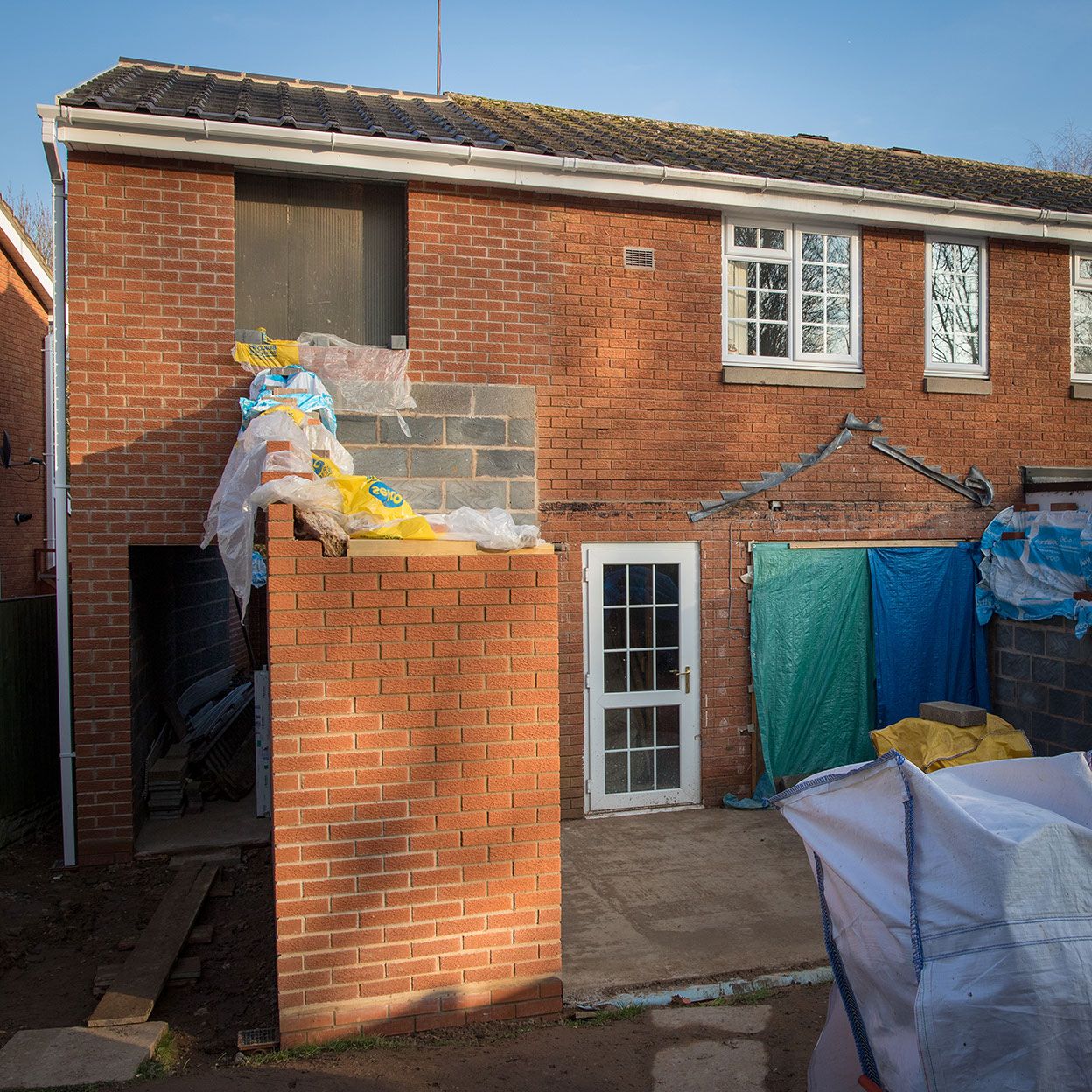 The house extension taking shape in December 2018